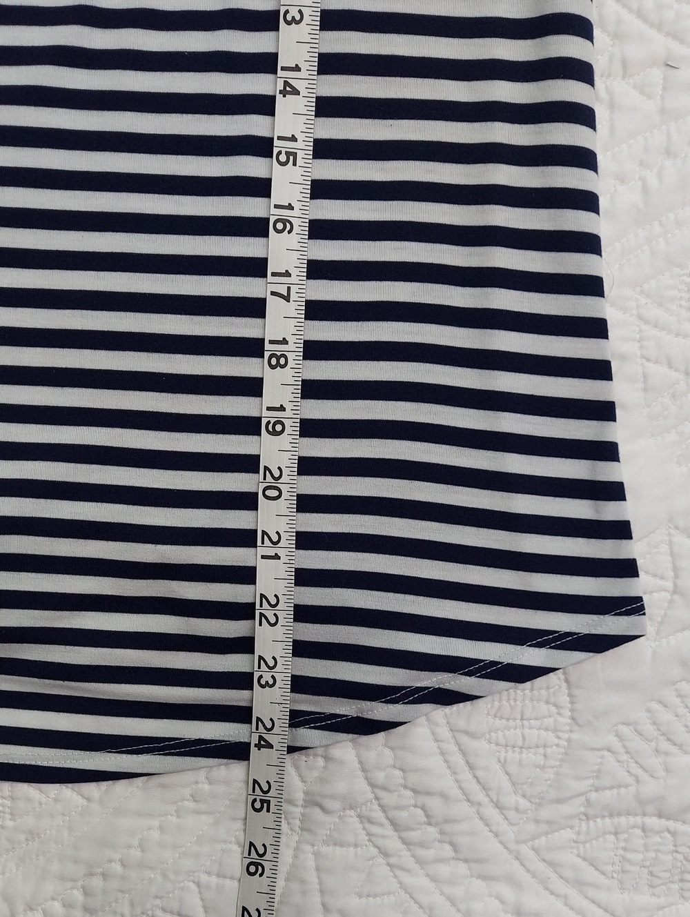 SO V-Neck Striped Navy and White Tee, Mint Striped Short Sleeves, Size Large▪︎ - Picture 8 of 8